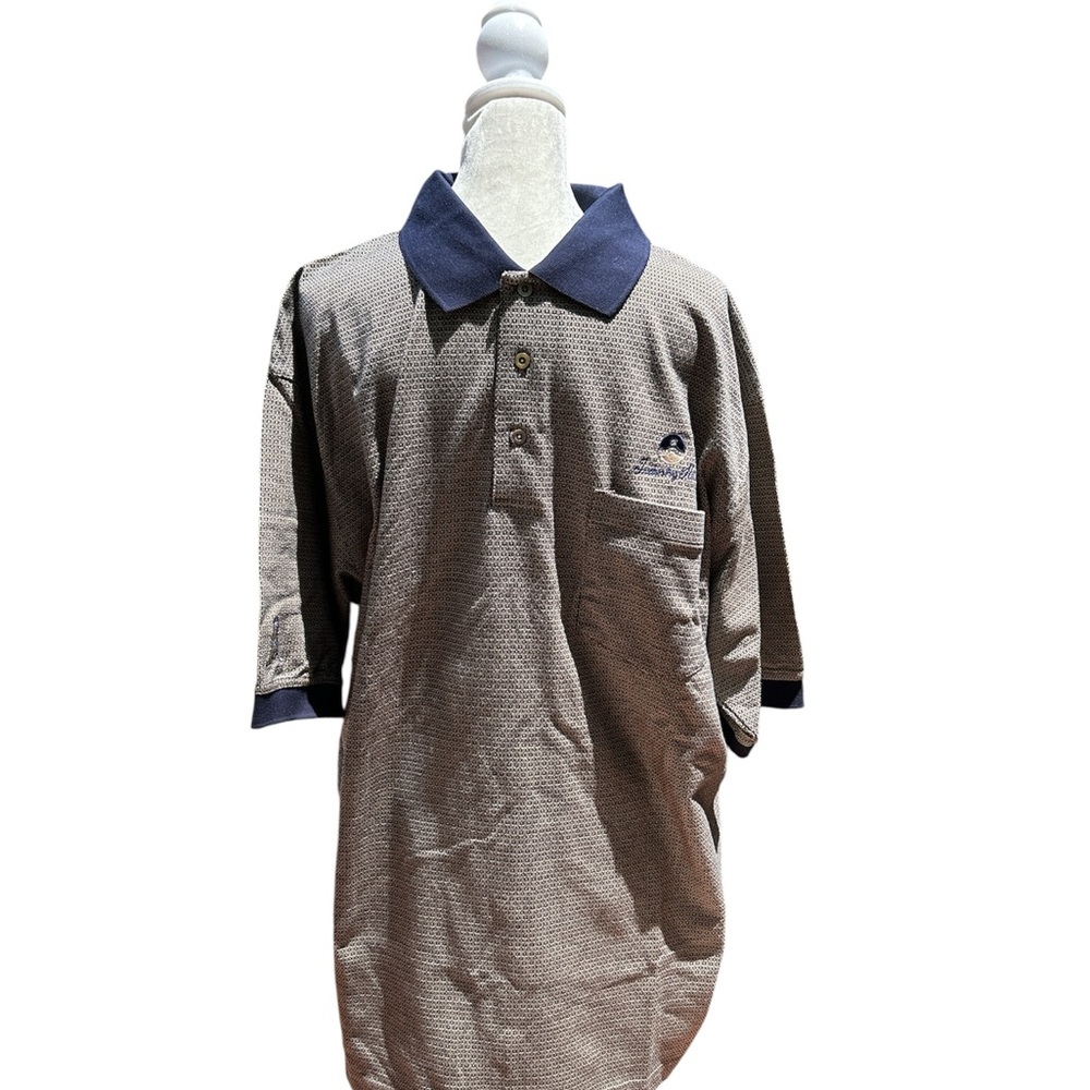 Ping Golf Polo Shirt Jacquard Navy Beige NEW